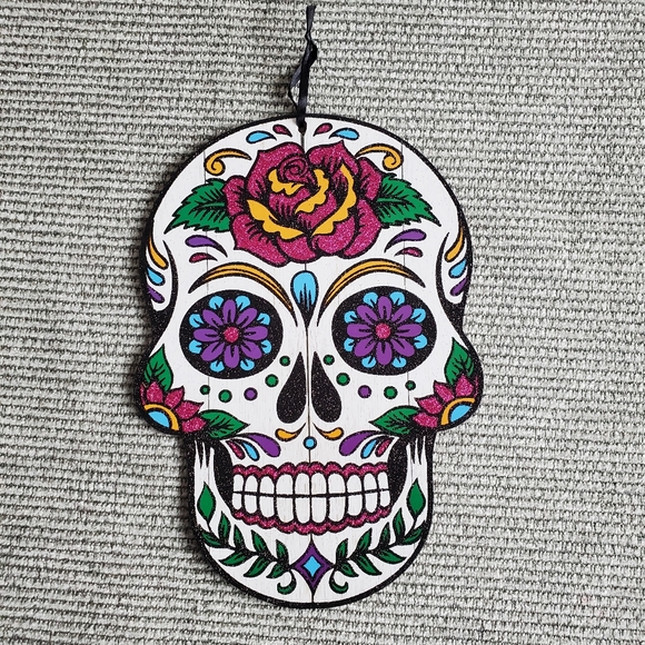 S&C Halloween Other - SOLD Mexican Day of The Dead Sugar Skull Wood Wall Sign
